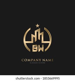 BW Letra inicial Inmobiliaria Casa de lujo Logo Vector arte para empresas, edificios, arquitectura
