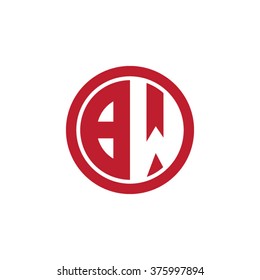 BW initial letters circle business logo red