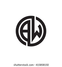 BW initial letters linked circle monogram logo