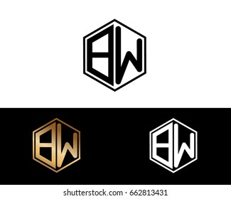 BW initial letters linked with hexagon shape logo


