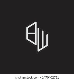 BW Initial Letters logo monogram with up to down style isolated on black background