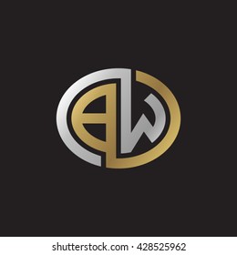 BW initial letters looping linked ellipse elegant logo golden silver black background