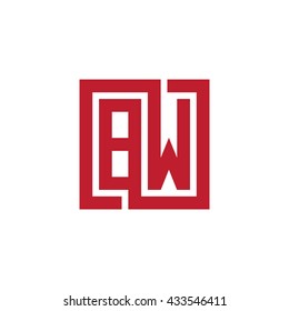 BW initial letters looping linked square logo red