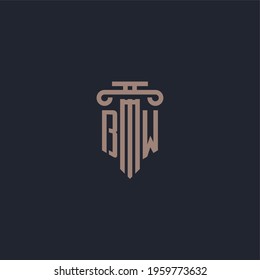BW initial logo monogram with pillar style design for law firm and justice company