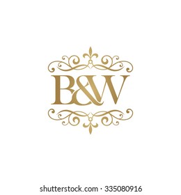 B&W Initial logo. Ornament ampersand monogram golden logo