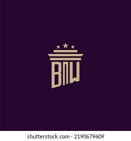 BW initial monogram logo design for lawfirm lawyers with pillar vector image