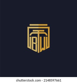 BW initial monogram logo elegant with shield style design for wall mural lawfirm gaming