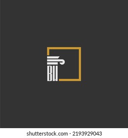Logotipo de monograma inicial BW para la firma de abogados con pilar en diseño cuadrado creativo