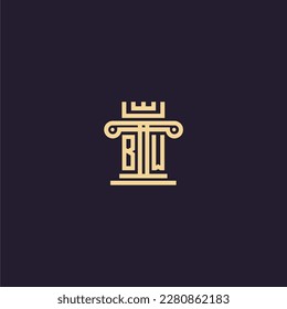 BW initial monogram logo for lawfirm with pillar  crown image design