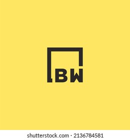 BW initial monogram logo with square style design