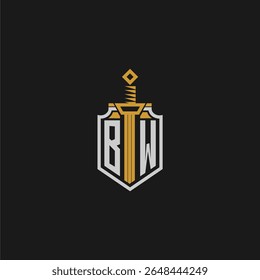 BW initial monogram for shield and sword style image