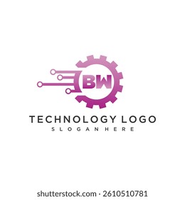 BW initial monogram for technology logo design