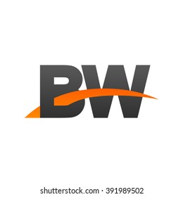 BW initial overlapping swoosh letter logo black orange