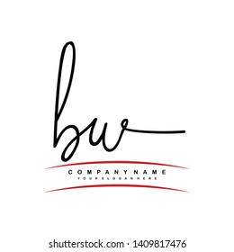 BW initial signature logo. handwriting logo template vector,