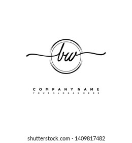 BW initial signature logo. handwriting logo template vector,