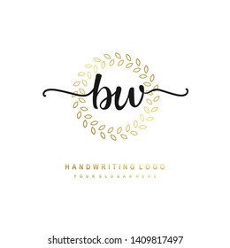 BW initial signature logo. handwriting logo template vector,