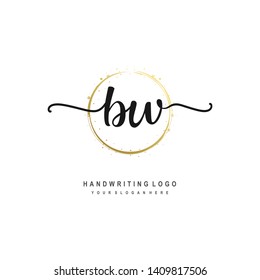 BW initial signature logo. handwriting logo template vector,