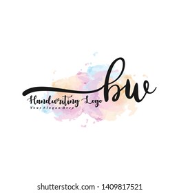 BW initial signature logo. handwriting logo template vector,