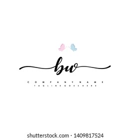 BW initial signature logo. handwriting logo template vector,