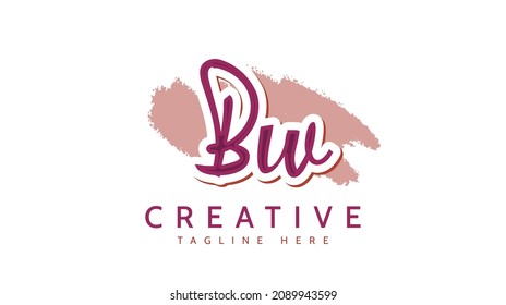 Bw Initials, handwriting logo vector
