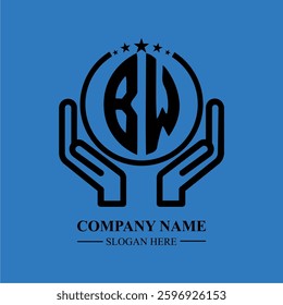BW initials held within hands, symbolizing trust and protection. The circle represents unity, while stars highlight excellence and ambition.