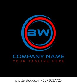 Diseño creativo del logo de la carta BW. Diseño único de BW.
