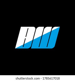 Diseño del logotipo de la letra BW sobre fondo negro. El concepto del logo de la carta con iniciales creativas de BW. diseño de iconos bw. Diseño de iconos de letras blancas y azules en fondo negro. B W