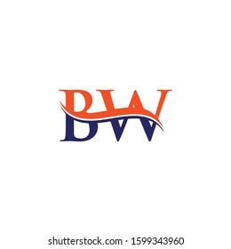BW Letter Logo With Modern Wave Typography Vector Template. Creative Abstract Letter BW Logo Design.