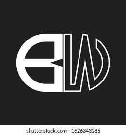 BW Letter logo monogram with oval shape negative space design template