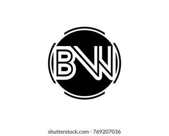 BW letter logo round black