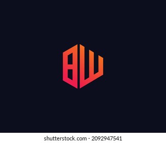 BW letter logo vector template Creative modern shape colorful monogram hexagon logo company
