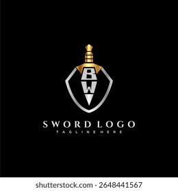 BW letter luxury monogram for shield and sword style image