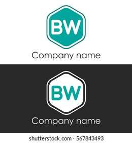 BW letter round hexagon shape blue