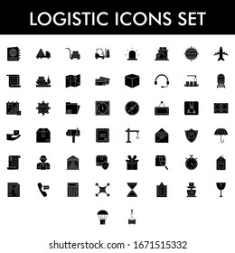 B&W Logistic or Delivery icons in flat style.