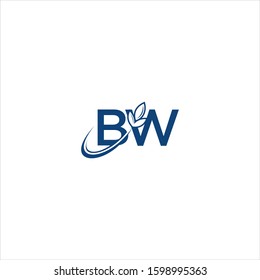 bw logo design with leaf concept organic luxury illustration
