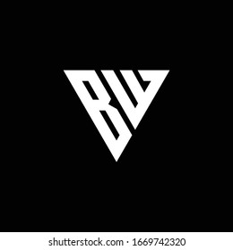 BW Logo letter monogram with triangle shape design template isolated on black background