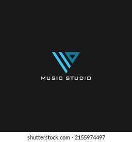 BW Logo letter monogram with triangle shape design template isolated on black background