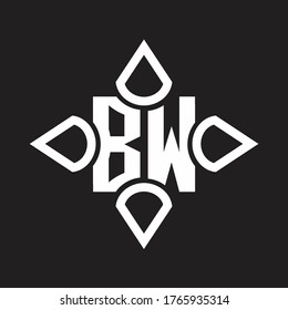 BW Logo monogram with four cone rounded by the shape design template