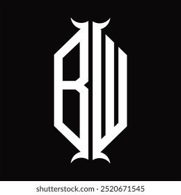 BW Logo monogram hexagon shield with horn shape design template
