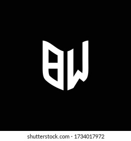 BW logo monogram with shield shape design template