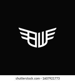 BW logo monogram with wings style design template