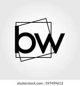 bw lowercase initials square frame business logo