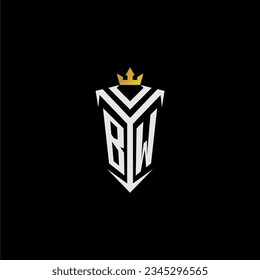 BW monogram logo initial for shield  crown style design