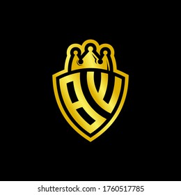 logotipo de monograma BW con plantilla de diseño de estilo de escudo y corona aislado en fondo negro
