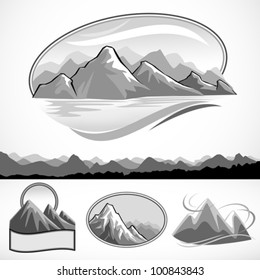   B/W MOUNTAIN AND HILLS LABELS