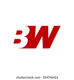 BW negative space letter logo red