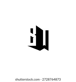 Logotipo del monograma del espacio negativo de BW – diseño minimalista moderno de la marca de letras