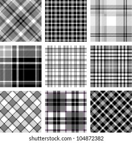 B&W plaid patterns set