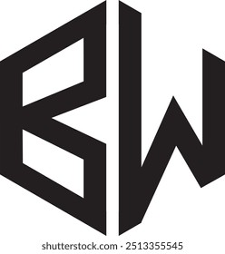 BW Polygon logotipo design, ícone, símbolo, arquivo de vetor 