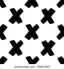 b&w seamless pattern with love sign, circle heart. Hand drawn graphic with black cute minimalistic scandinavian cartoon elements isolated on white background